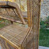 Large woven rattan shelf 🇮🇹 Vintage Italy 1970