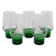 Lot de 5 verres Long Drink Design à pieds vert, 1970