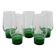 Lot de 5 verres Long Drink Design à pieds vert, 1970