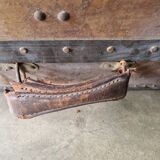 Old SAYAP suitcase in leather and wood