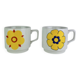 2 porcelain cups Tognana Italy seventies, flowers