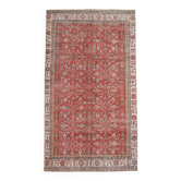 Tapis persan vintage à motif floral rouge décoloré, 6x11, 182x322 cm