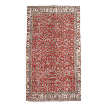 Tapis persan vintage à motif floral rouge décoloré, 6x11, 182x322 cm