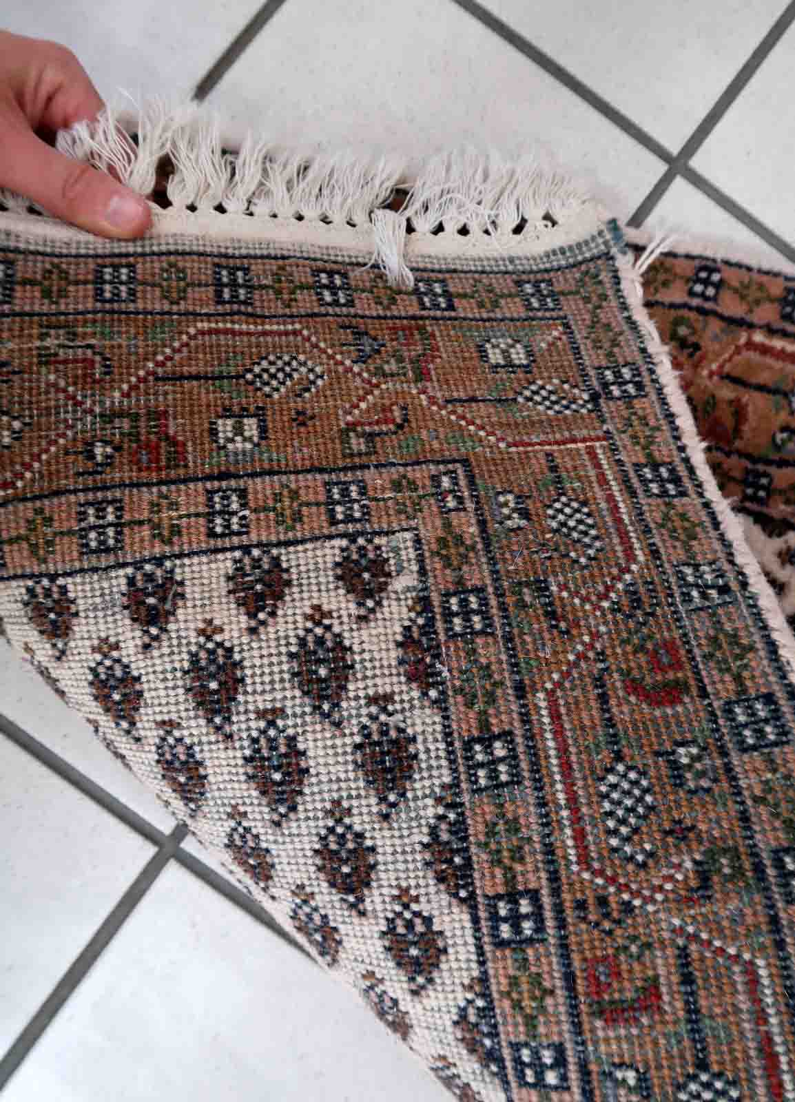 Vintage Indian carpet Seraband handmade 56cm x 89cm 1970s