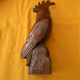 Sculpture en bois représentant un perroquet