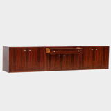 Rosewood wall mounted floating sideboard / TV cabinet / bookcase wall system unit, 1960s