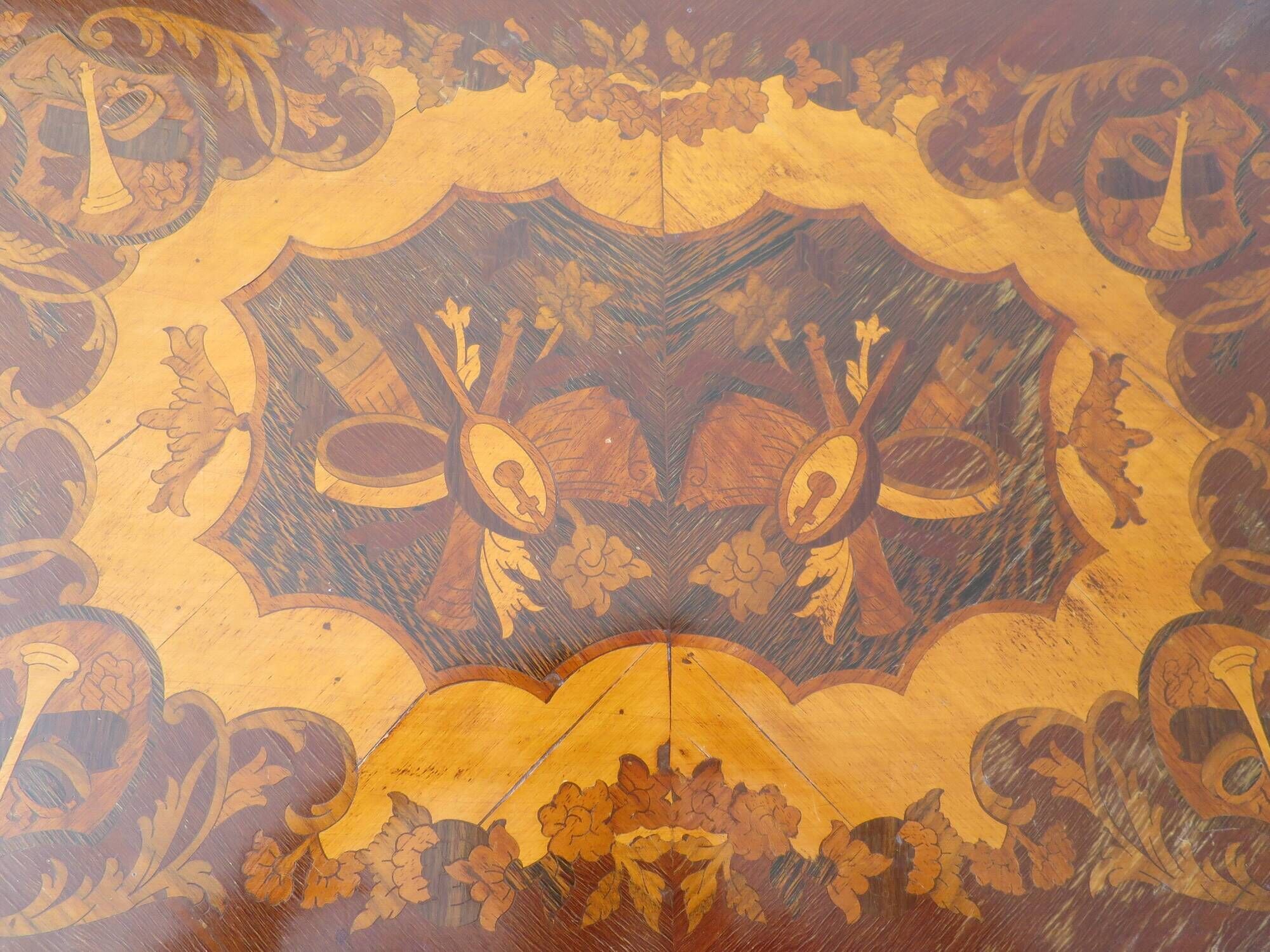 Rare - portfolio game table in marquetry and decorative bronze - Louis XVI style - Early 1900