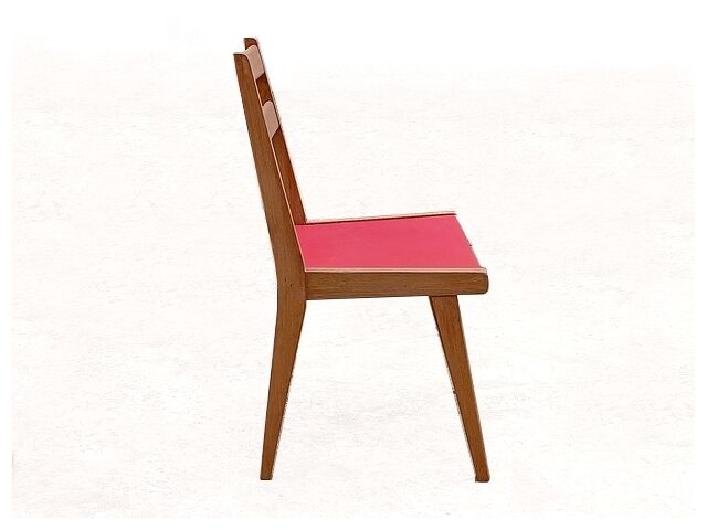 Vintage chairs 1950s wood and skai