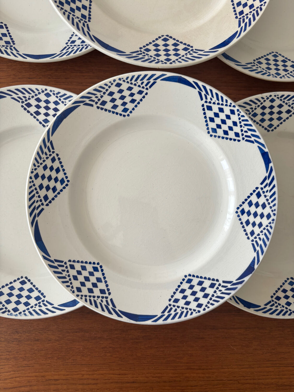 Set of 6 vintage flat plates Moulin des Loups & Hamage model Pan