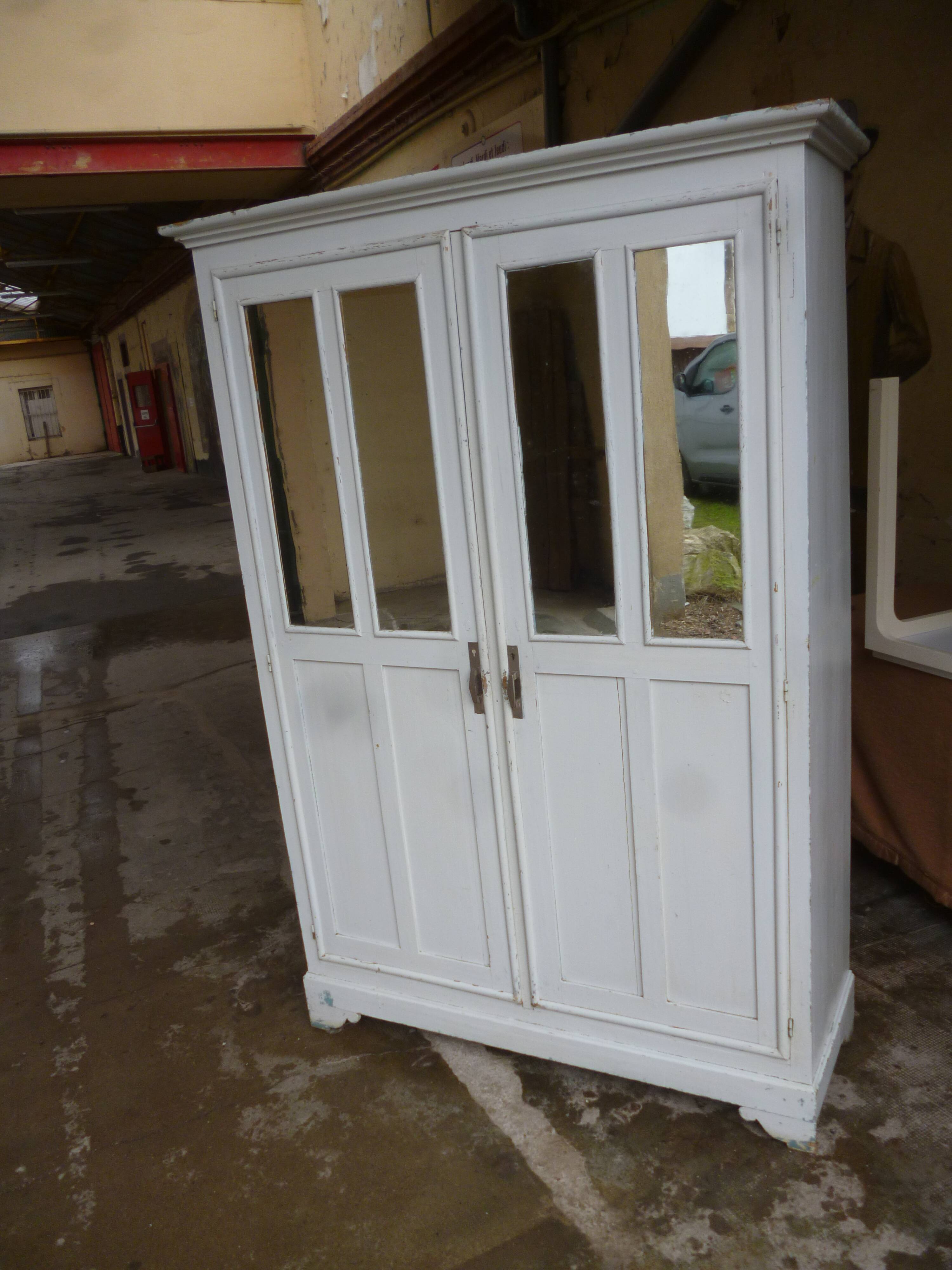 Old white patina workshop cabinet