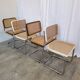 Set of 4 vintage cesca dining chairs / 2 brown 2 white / cane seat mid-century