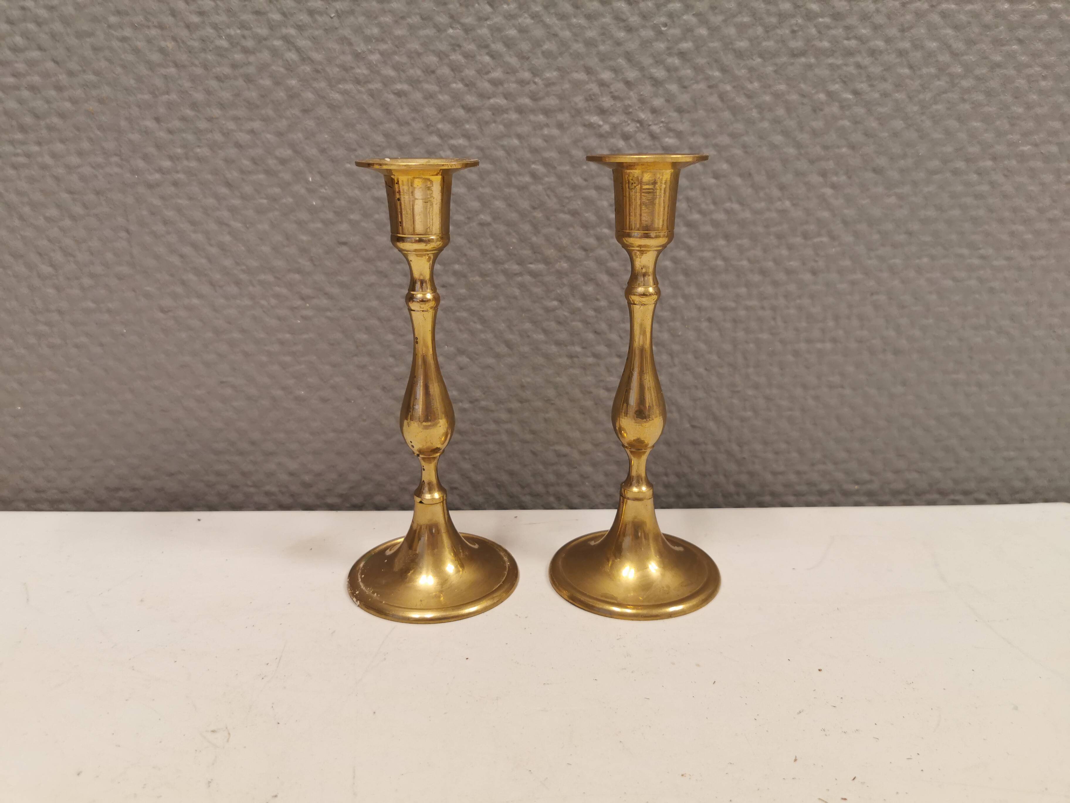 A set of classic Danish brass candle holders. Estimated 1960s.