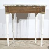 Console demi-lune en bois rechampi, style Louis XVI, début XIXème