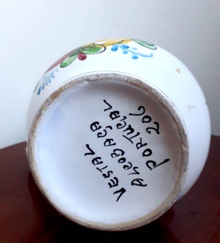 Pitcher alcobaça portugal with flowers