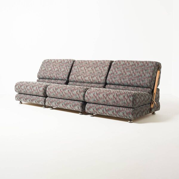 Chaise pliante modulaire, ancienne Tchécoslovaquie en tissu et cuir, années 1970