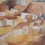 Tableau ancien paysage ocre G.Zylberman