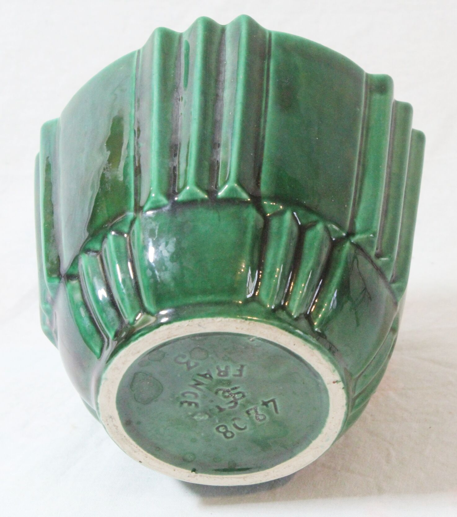 Green ceramic vase