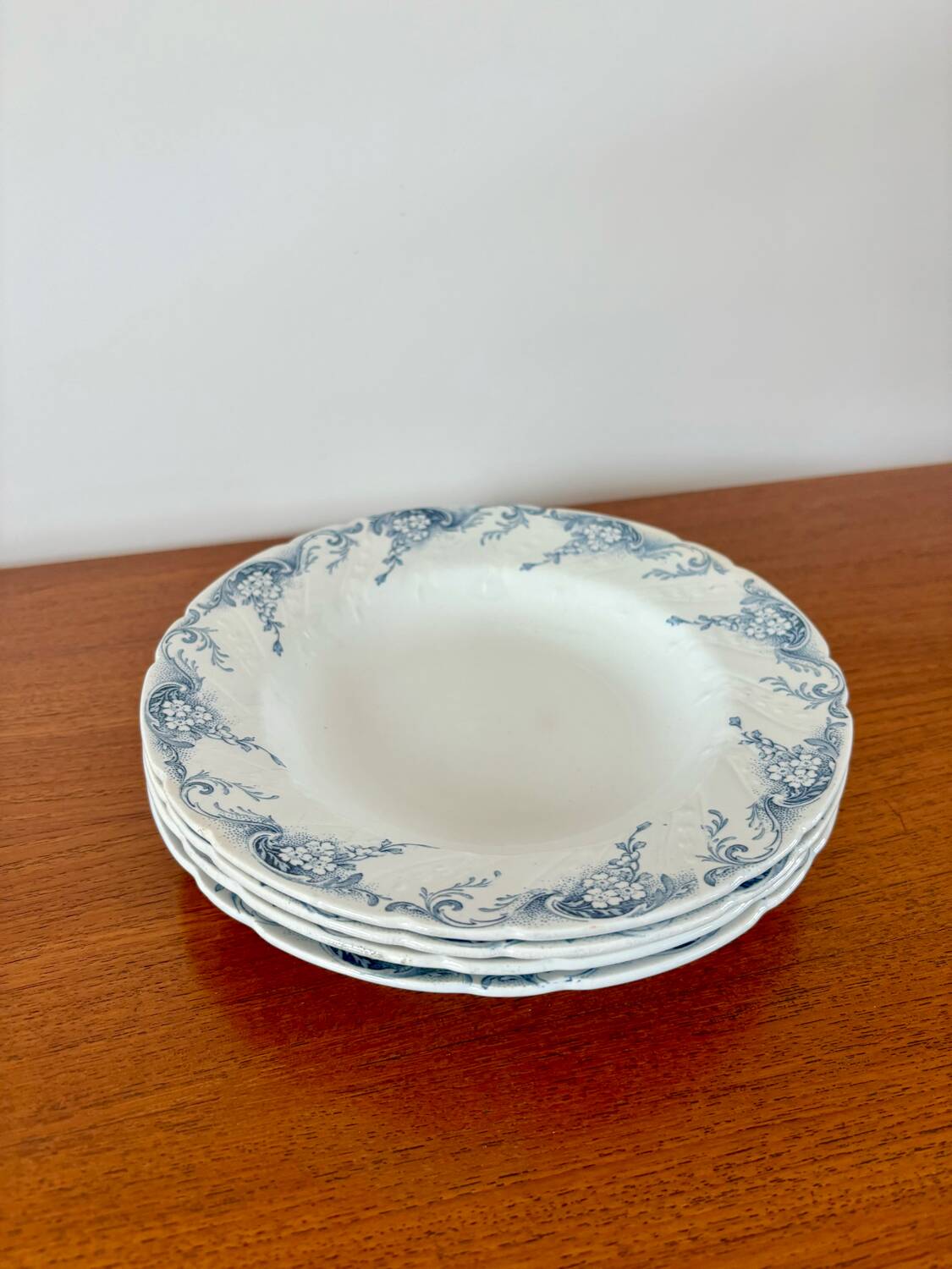 set of 4 soup plates in Lunéville Iron Earth, "Angèle" model, 19th century