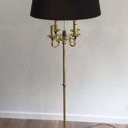 Floor lamp in brushed steel and brass. In the style of Maison Charles
