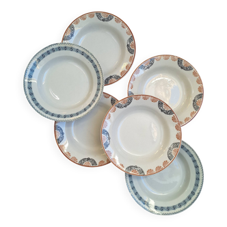 Orange and blue deep plates HBCM and St Amand.