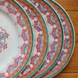 4 polychrome ironstone dessert plates, "Chinese" model, U&C Sarreguemines