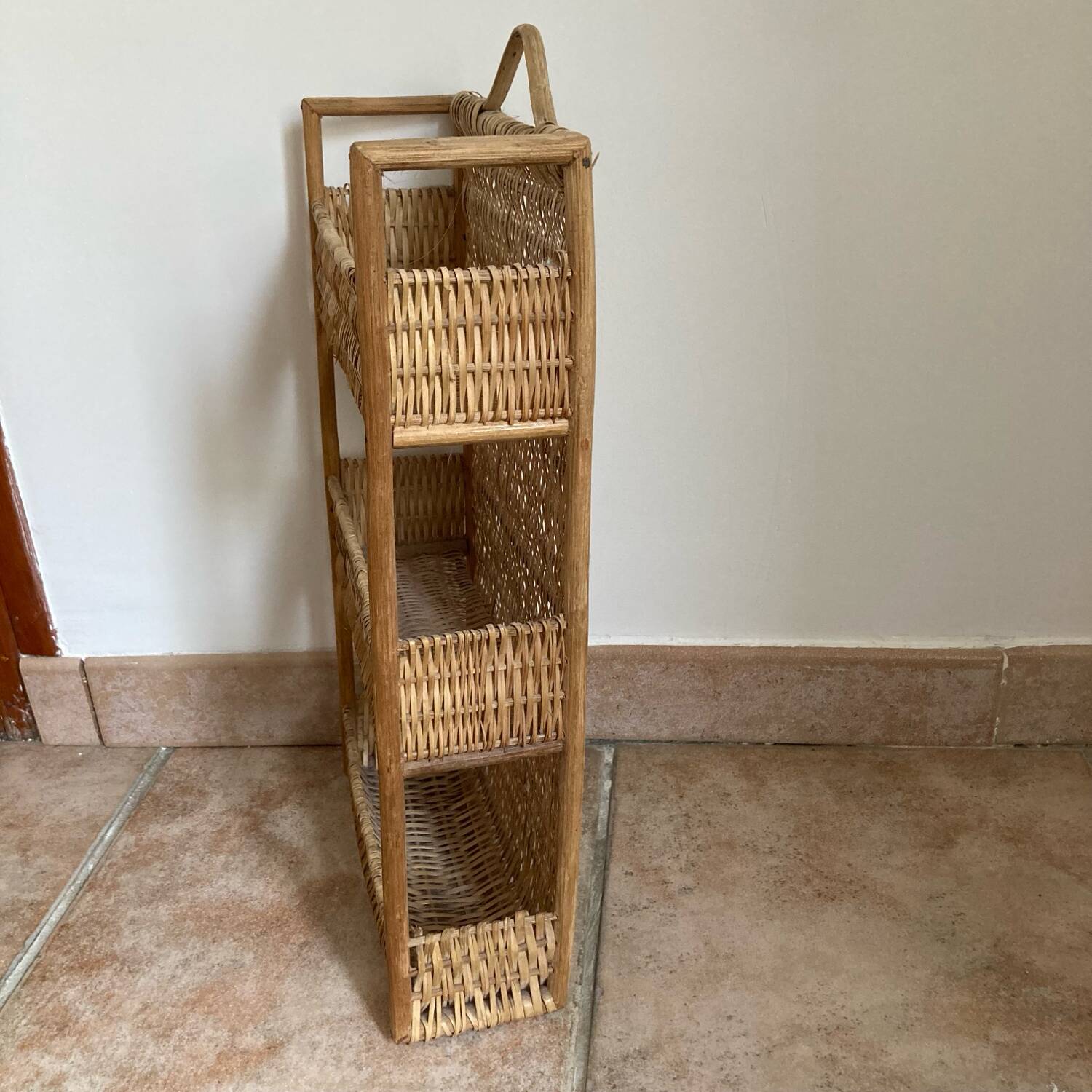 Vintage wicker wall shelf