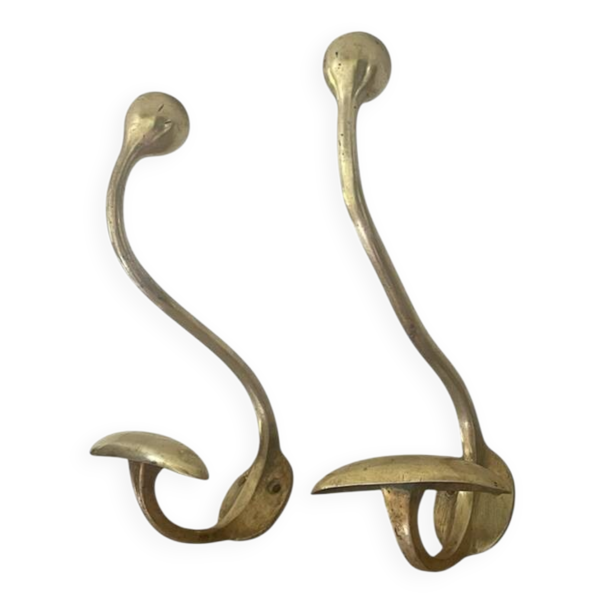 Pair of 19th century brass ball hooks