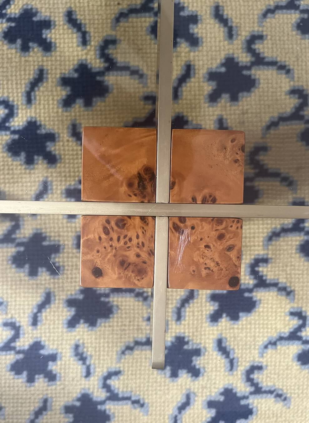 Coffee table with burl wood base