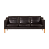 Stouby black leather sofa, Denmark 1970s