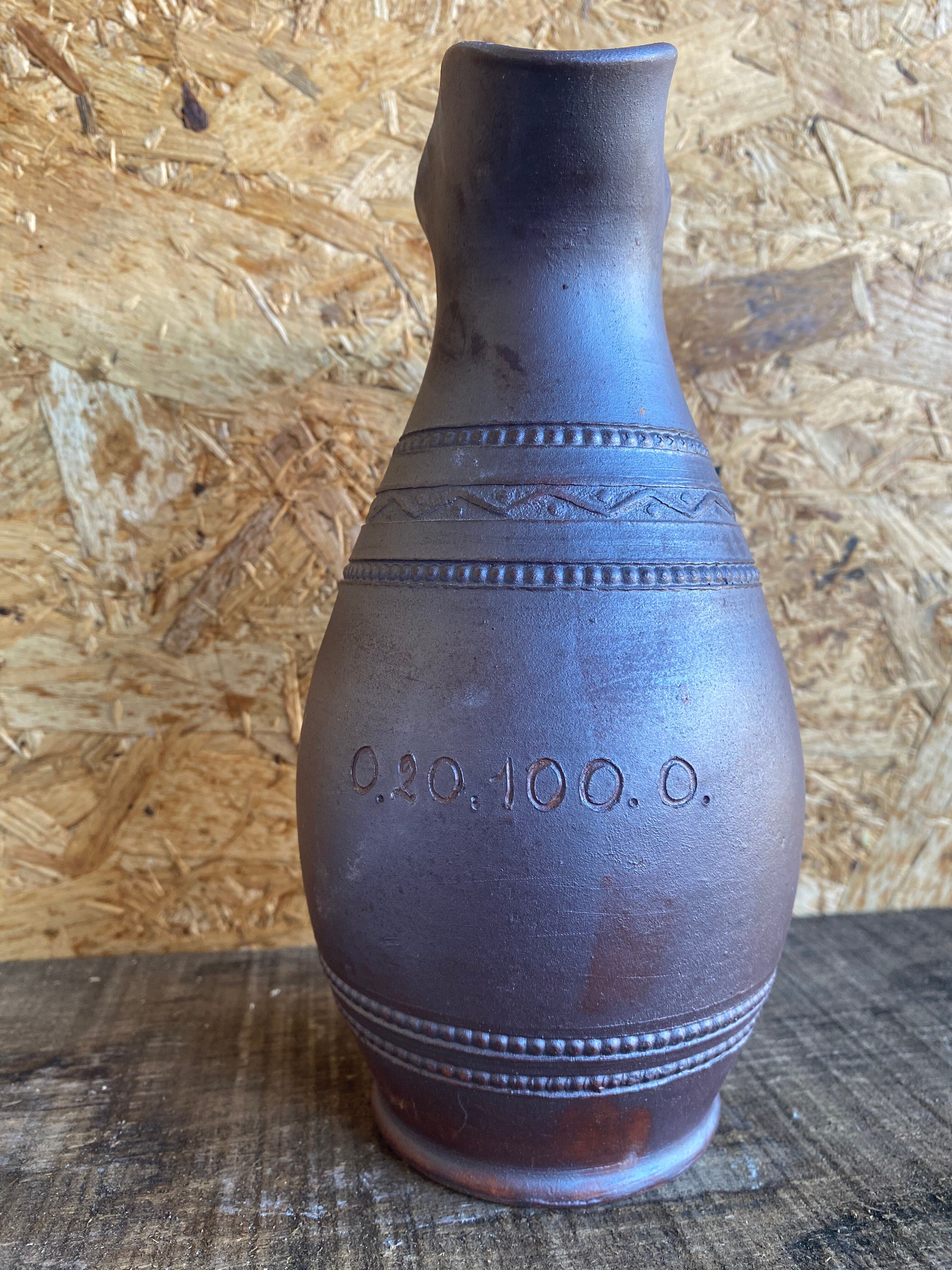 Old Iridescent Terracotta Pitcher Vintage Kitchen #D966
