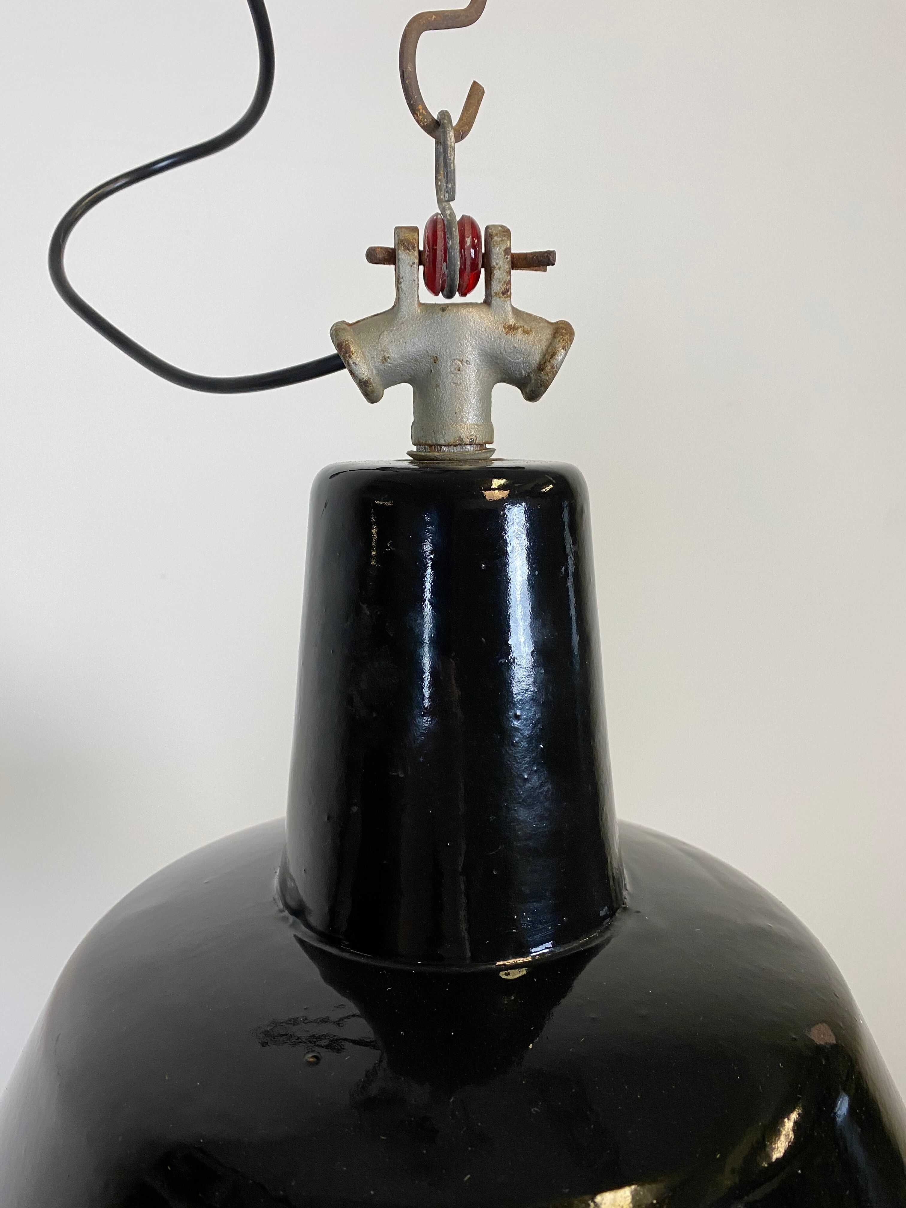 Vintage Black Industrial Ceiling Lamp, 1930s
