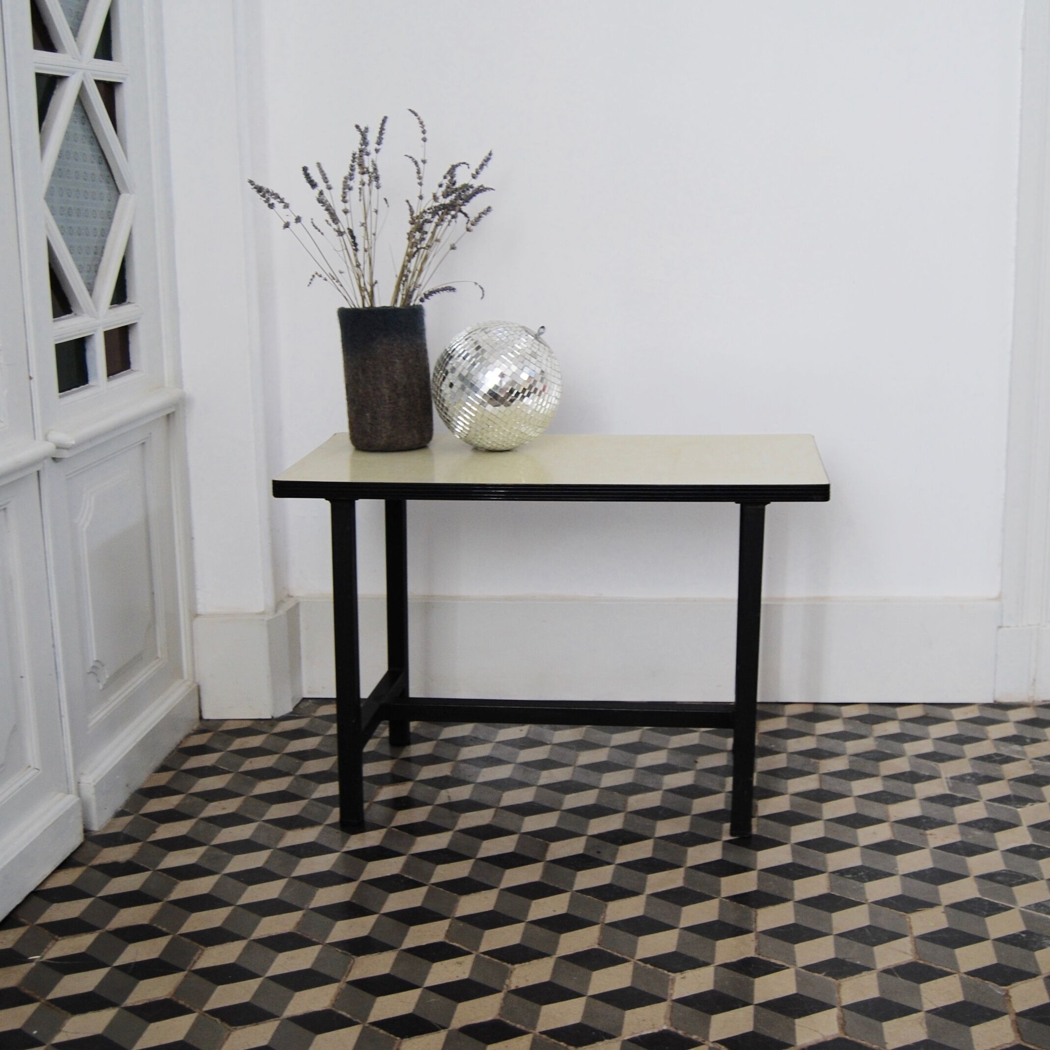 Formica and metal side table