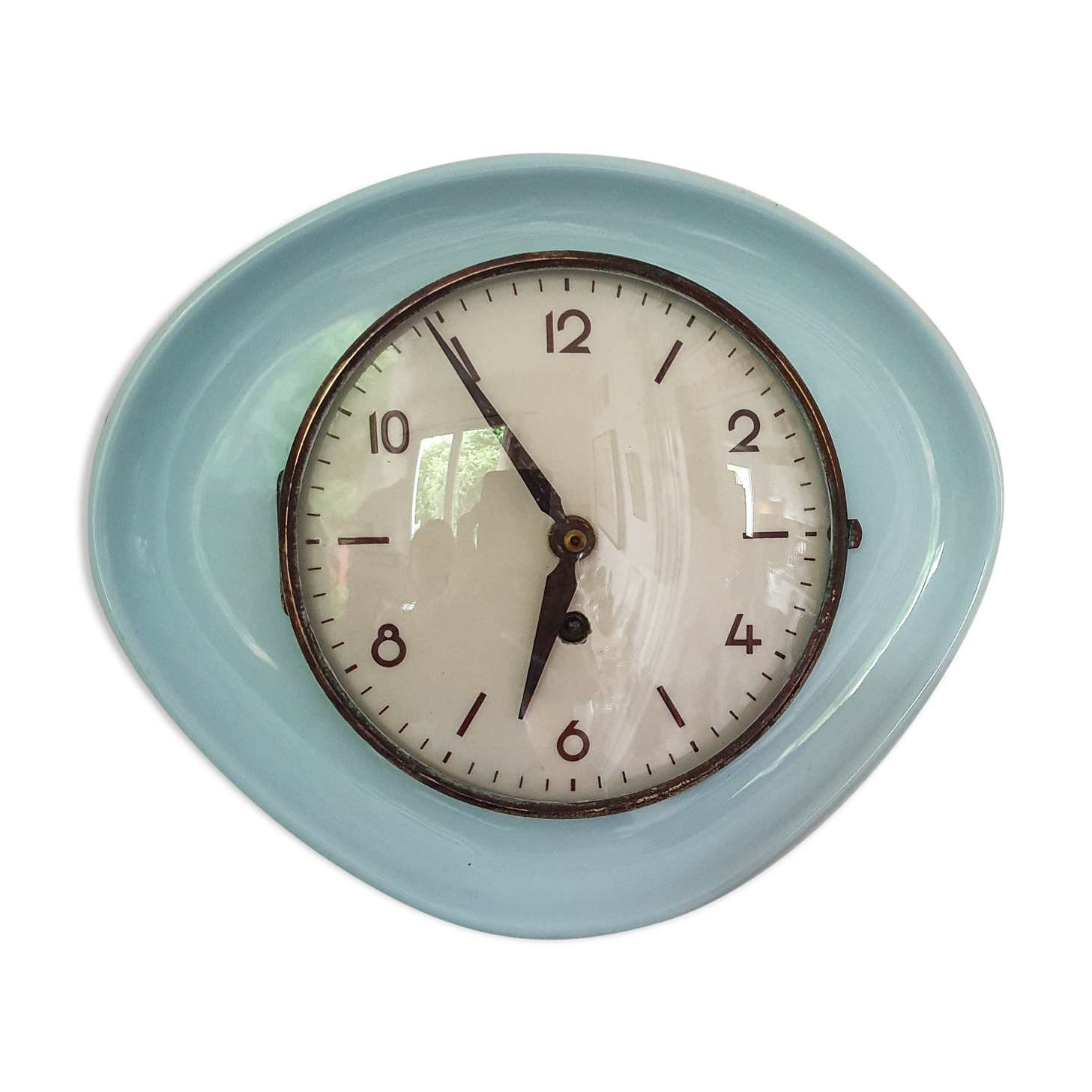 Blue ceramic mechanical clock from the 1950s