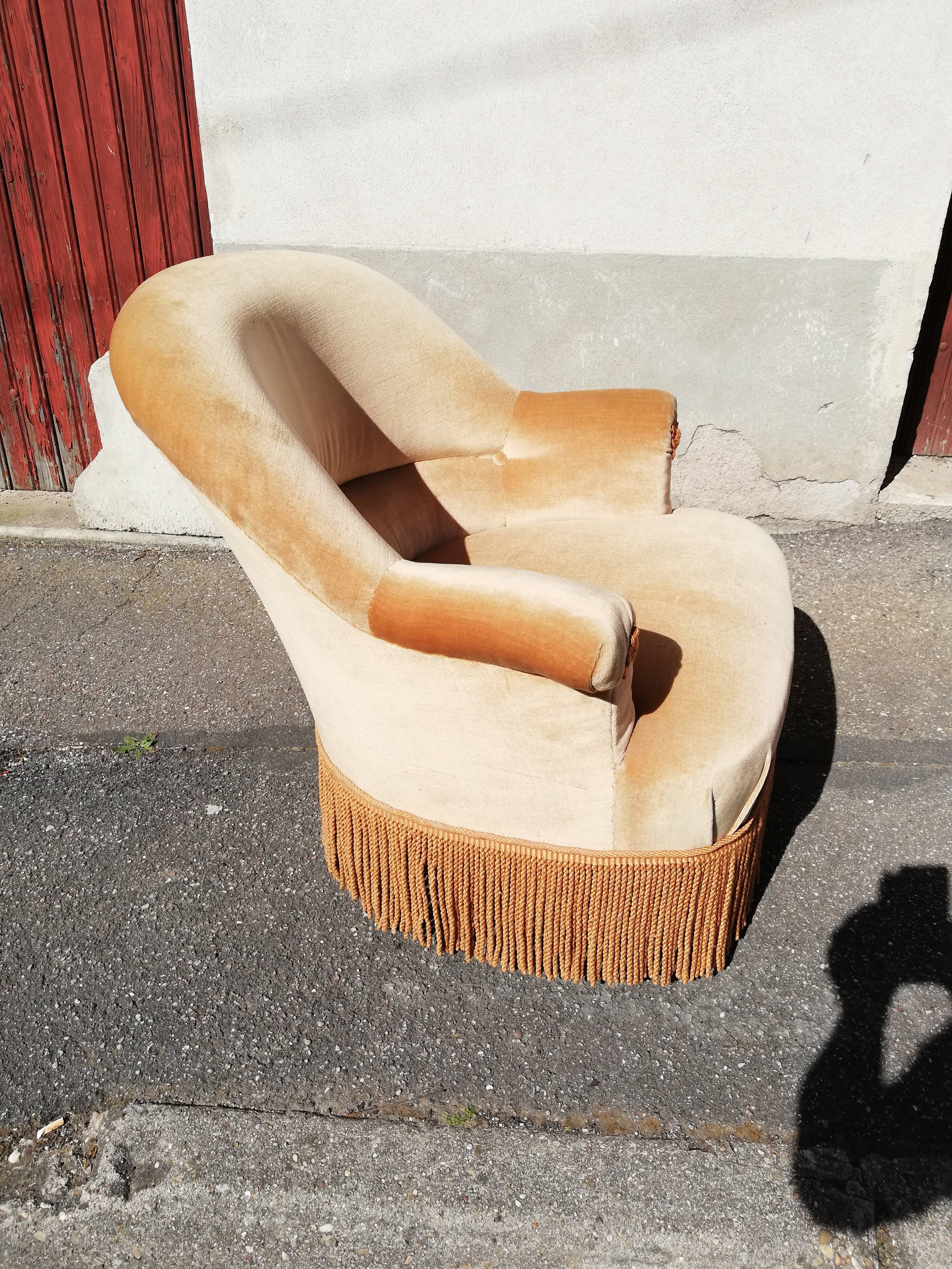 Toad armchair yellow fabric year 50