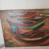 Oil on canvas boat