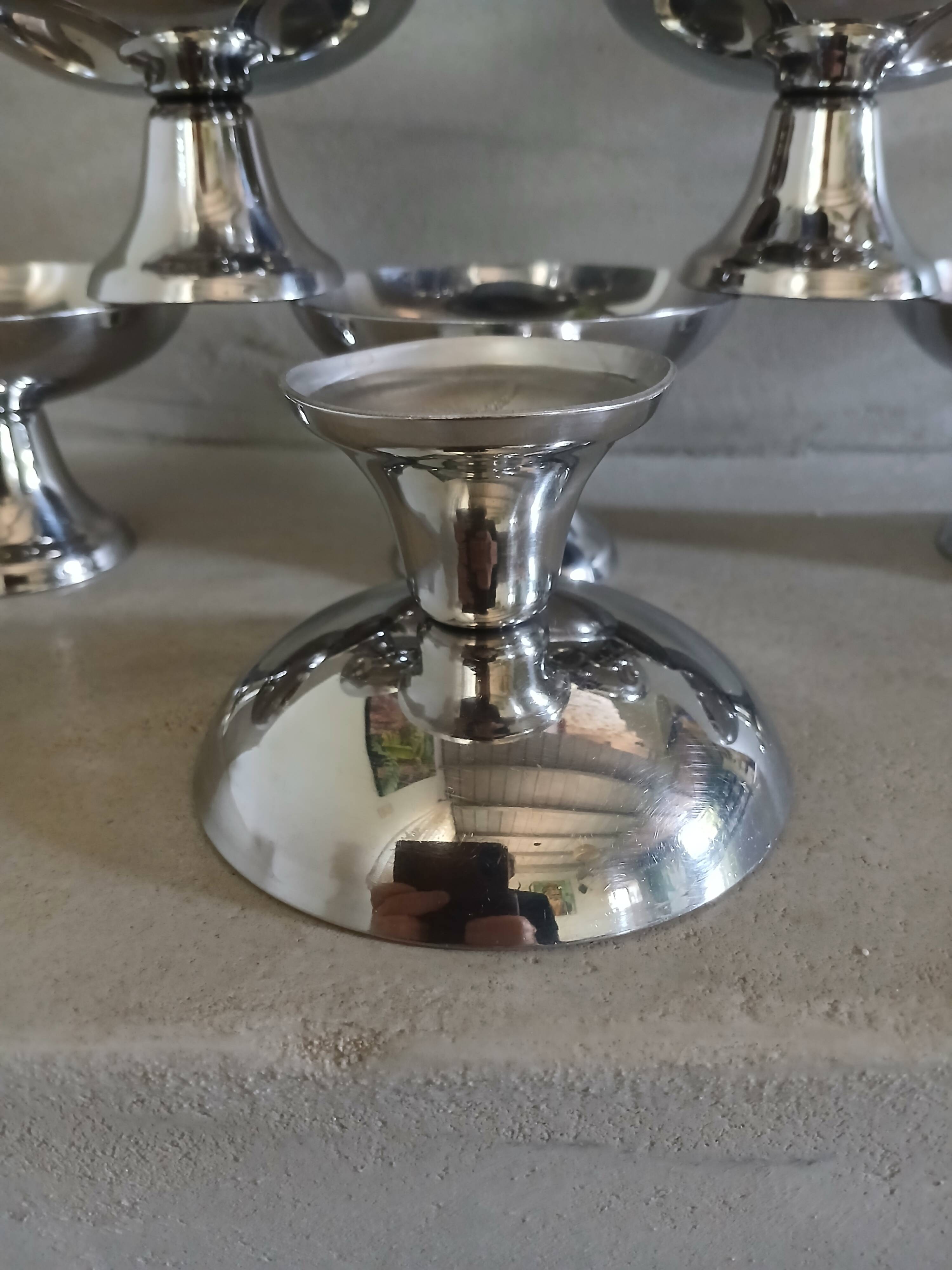 7 coupes à glace anciennes en inox