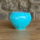 Jérôme Massier Vallauris vase boule/cache pot turquoise