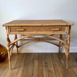 Rattan desk and canework 50s