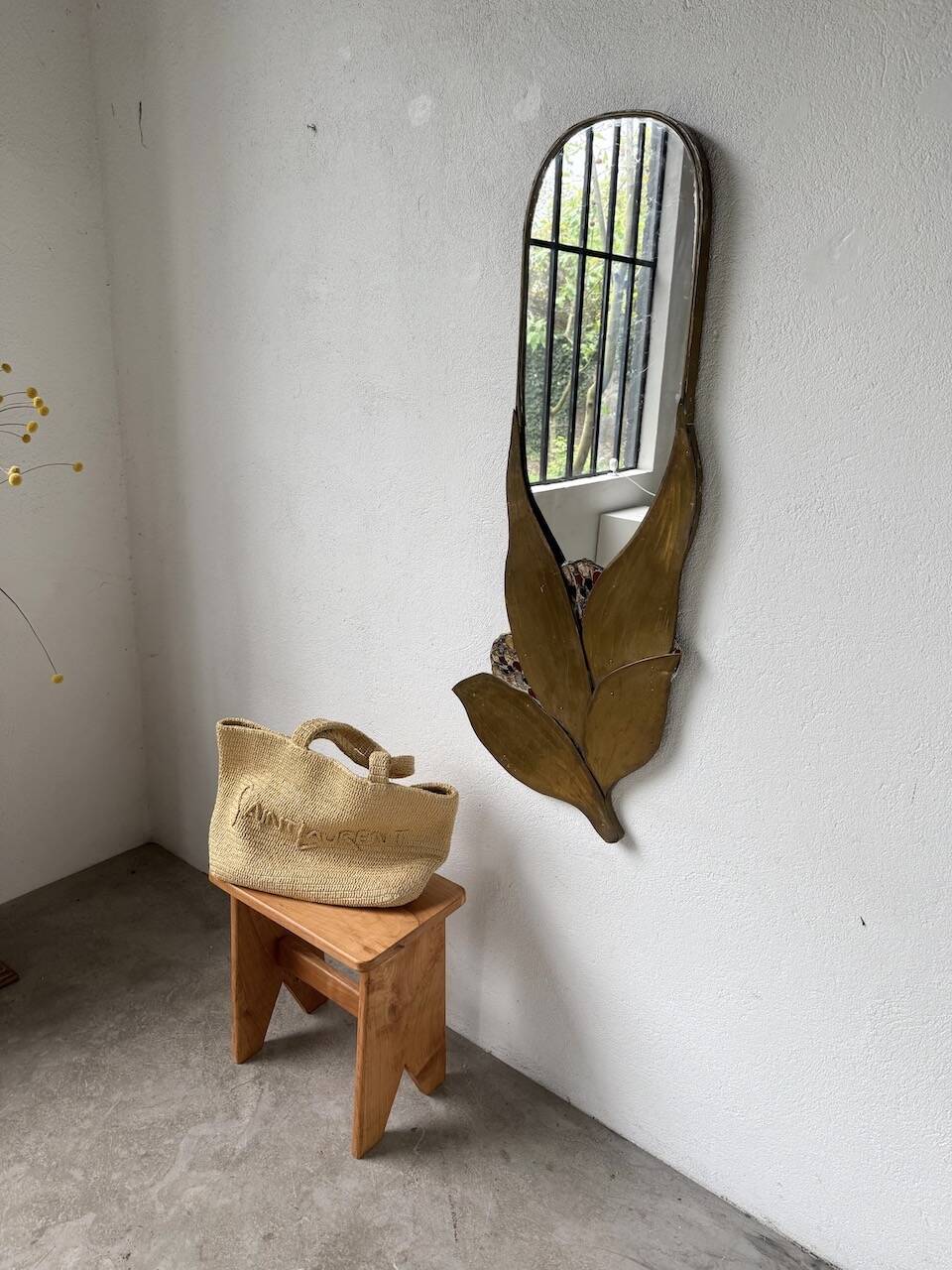 Brass flower oval mirror 1960