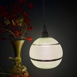 Vintage globe pendant light in green and gold granite glass