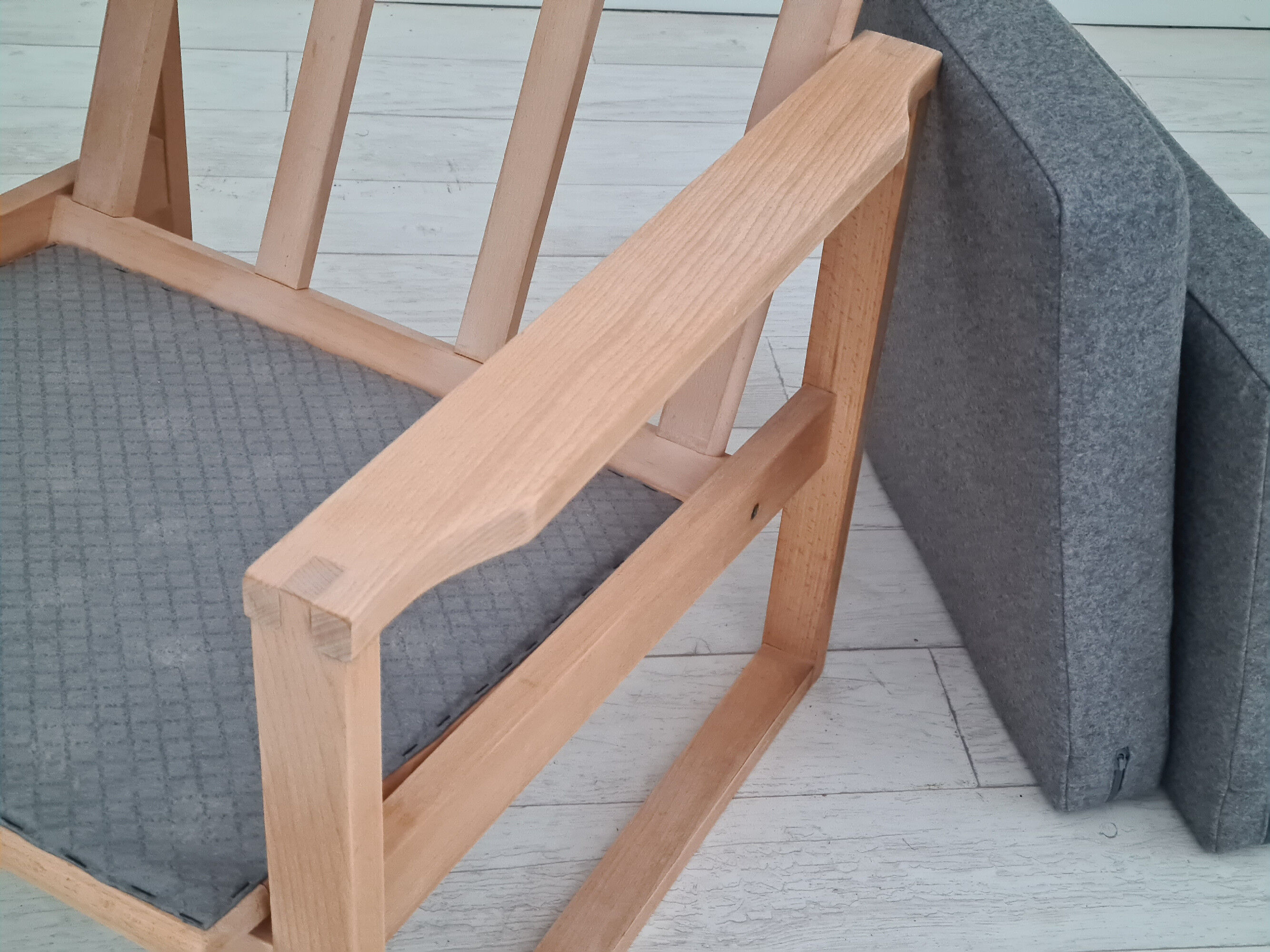 1970s, danish armchair, reupholstered, furniture wool, beech wood