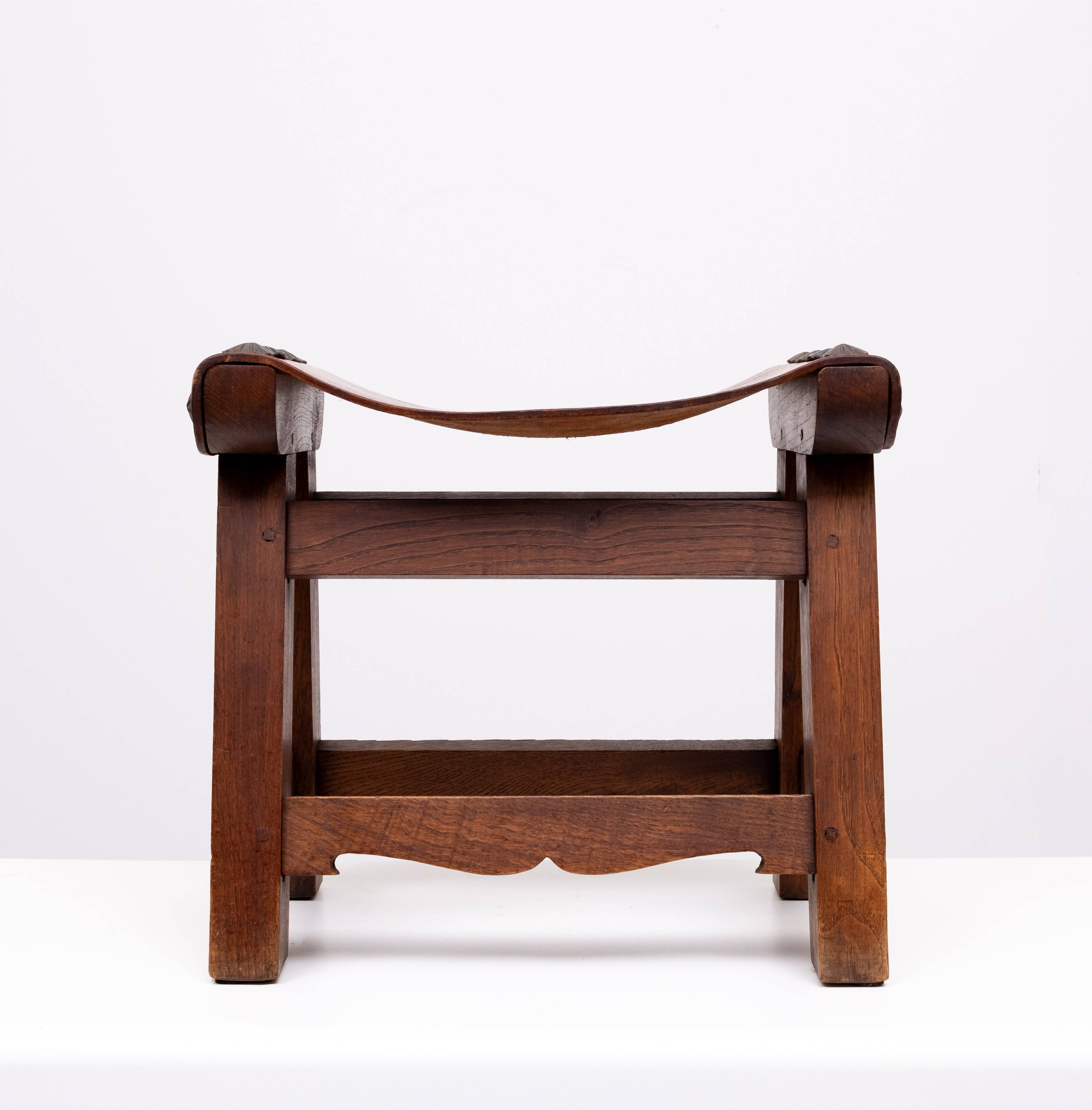 Vintage Brutalist Spanish Ottoman 1950s