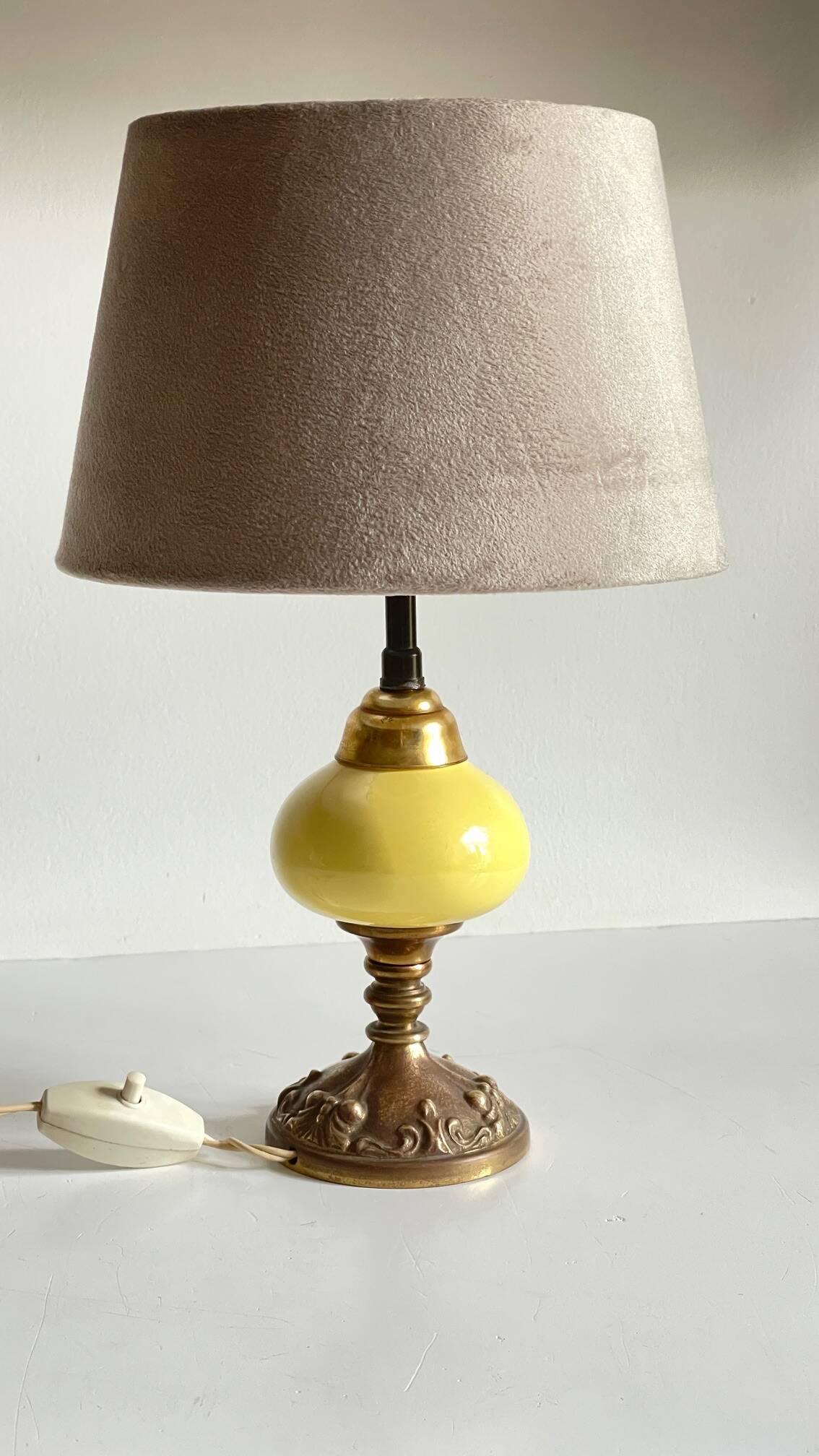 Old ceramic and bronze lamp