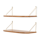 Danish extra deep teak floating shelves, set of 2