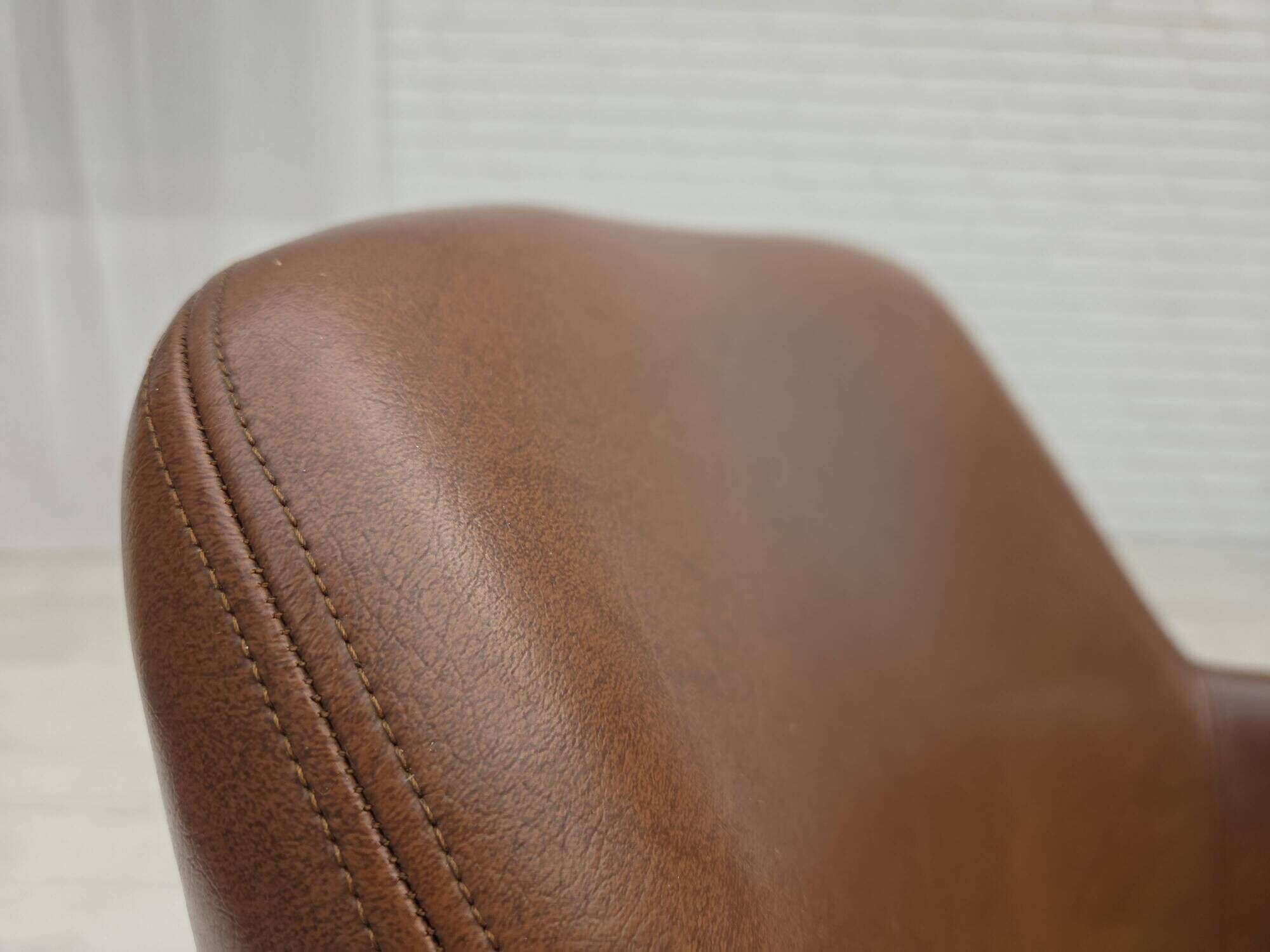 1970s, Danish armchair, artificial leather, teak wood legs.