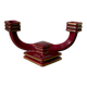 Art Deco burgundy red ceramic candlestick