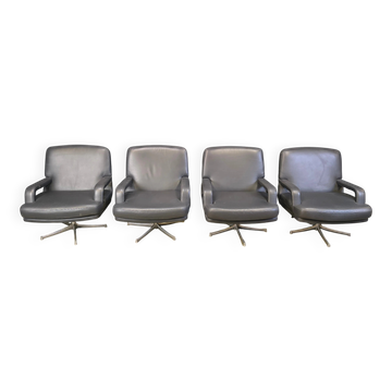 Set of 4 swivel chairs by Bernd Munzebrock for Walter Knoll, 1970s