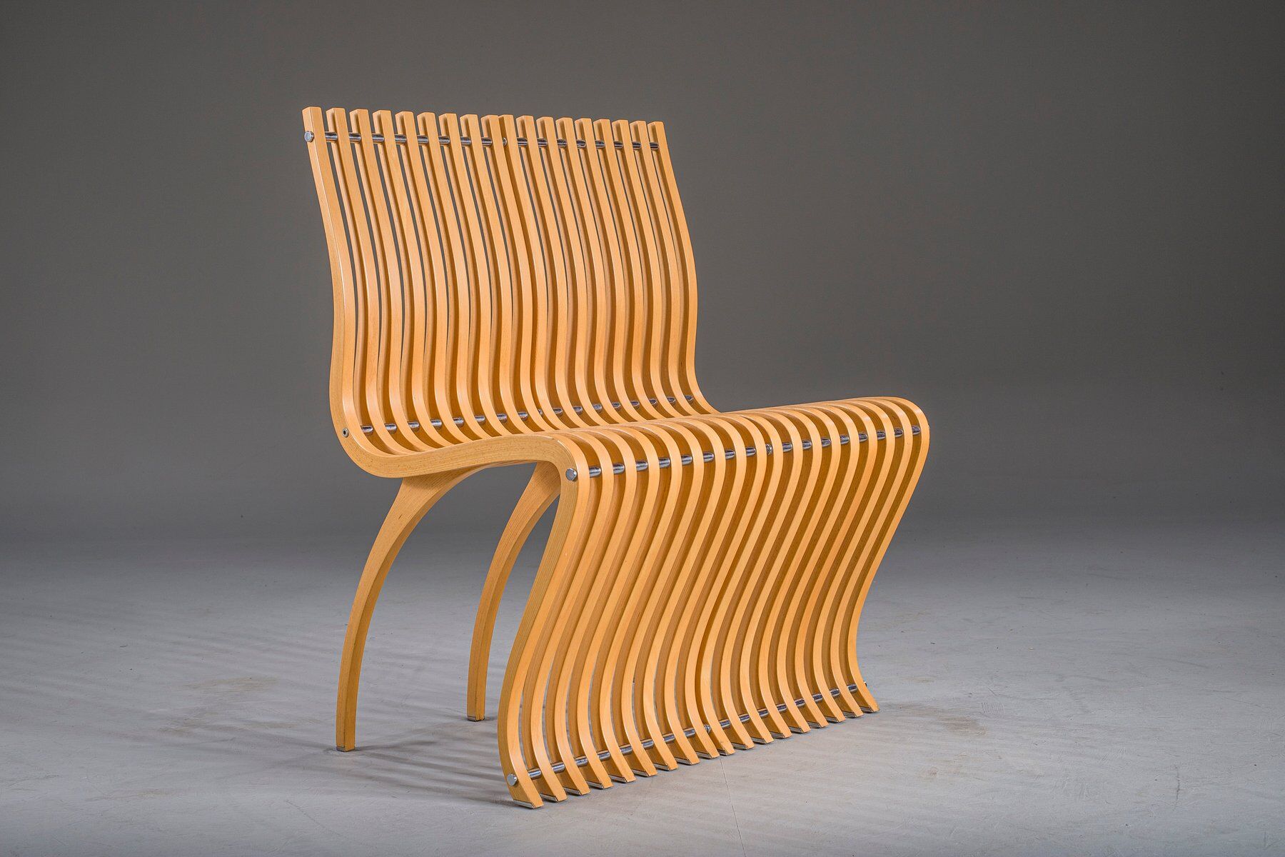 Schizzo chairs in beech and chrome by Ron Arad for Vitra, Germany, 1980s, set of 2