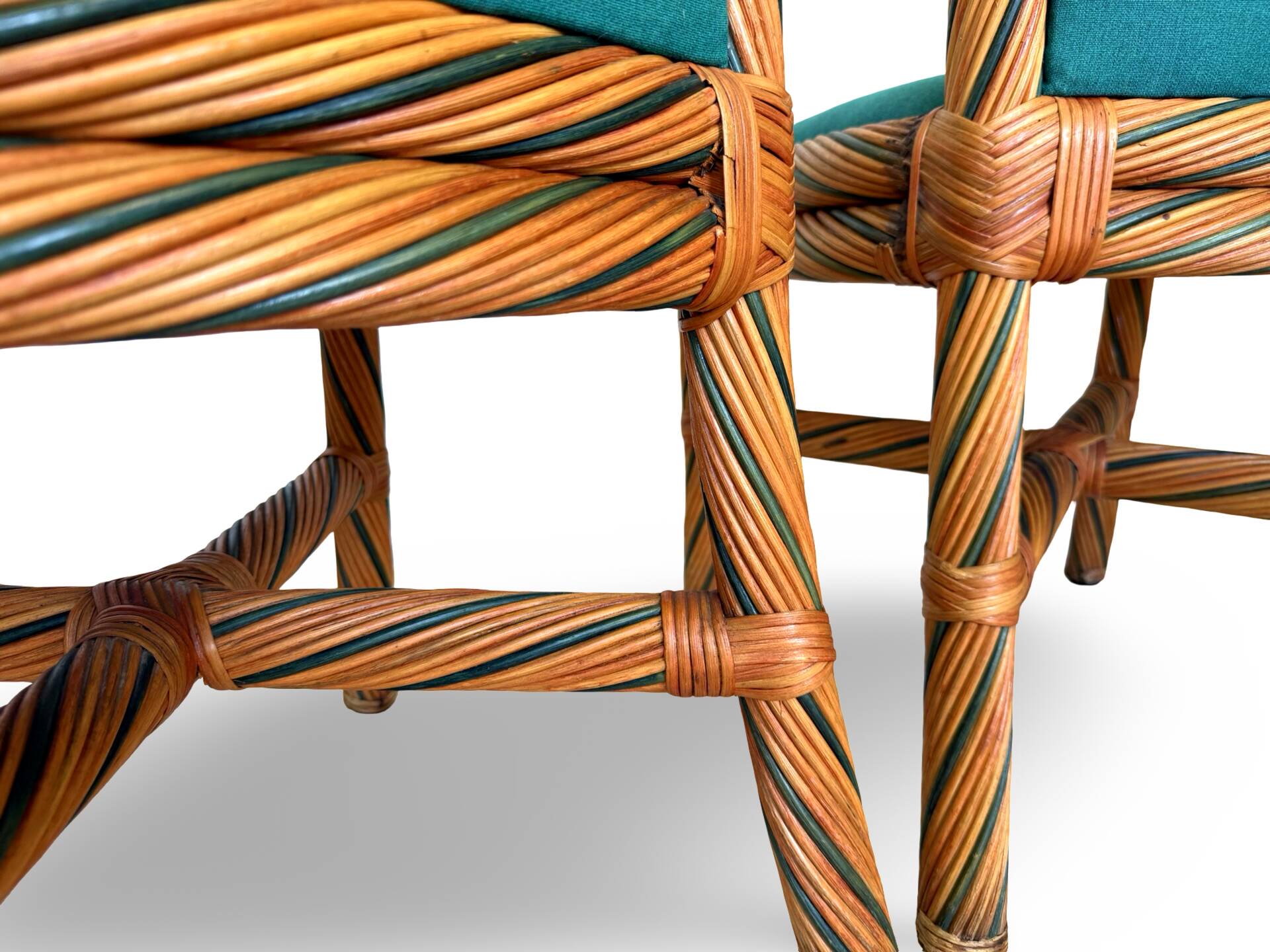 Set of six vintage bamboo and rattan dining chairs