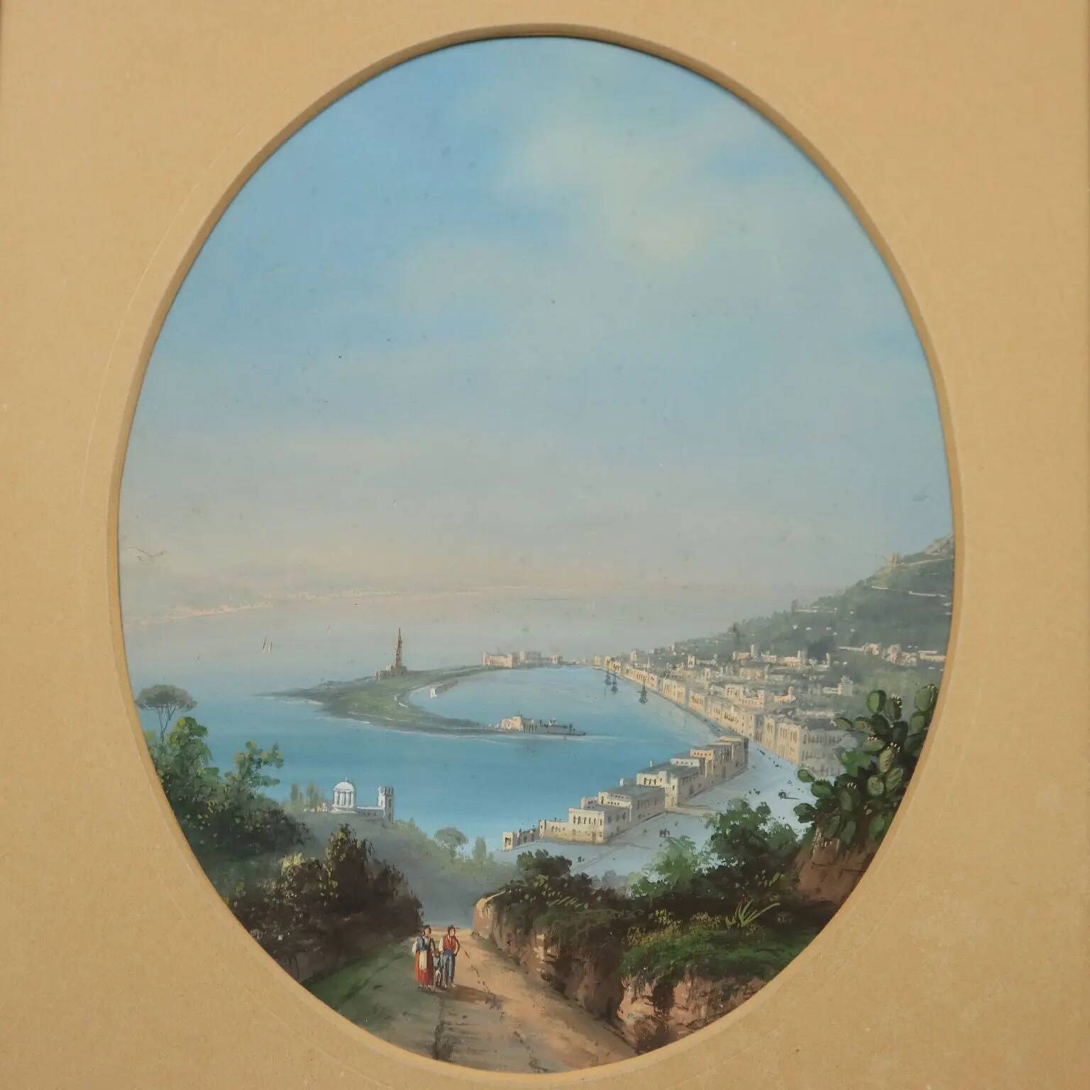 Modern painting "Sea Glimpse" in tempera on cardboard, 20th century